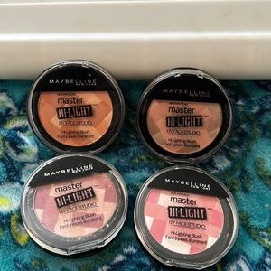 Maybelline master hi-lighting blush bundle:mauve/pink rose/Nude/coral